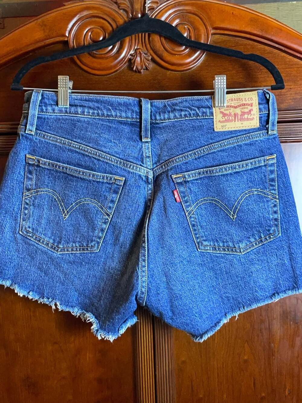 Levi's 501 Original Distressed Cut-Off Denim Shorts Size 29 - Picture 3 of 10